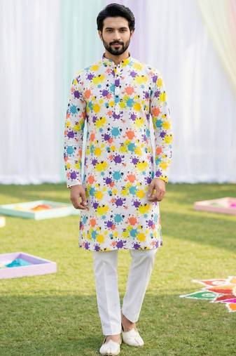 Multi cotton digital print premium designer festive wear kurta trouser set