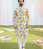 Multi cotton digital print premium designer festive wear kurta trouser set