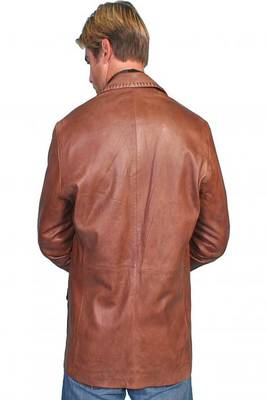 men's brown lambskin leather blazer jacket classic zip up style exclusive 2