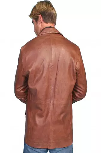 men's brown lambskin leather blazer jacket classic zip up style exclusive