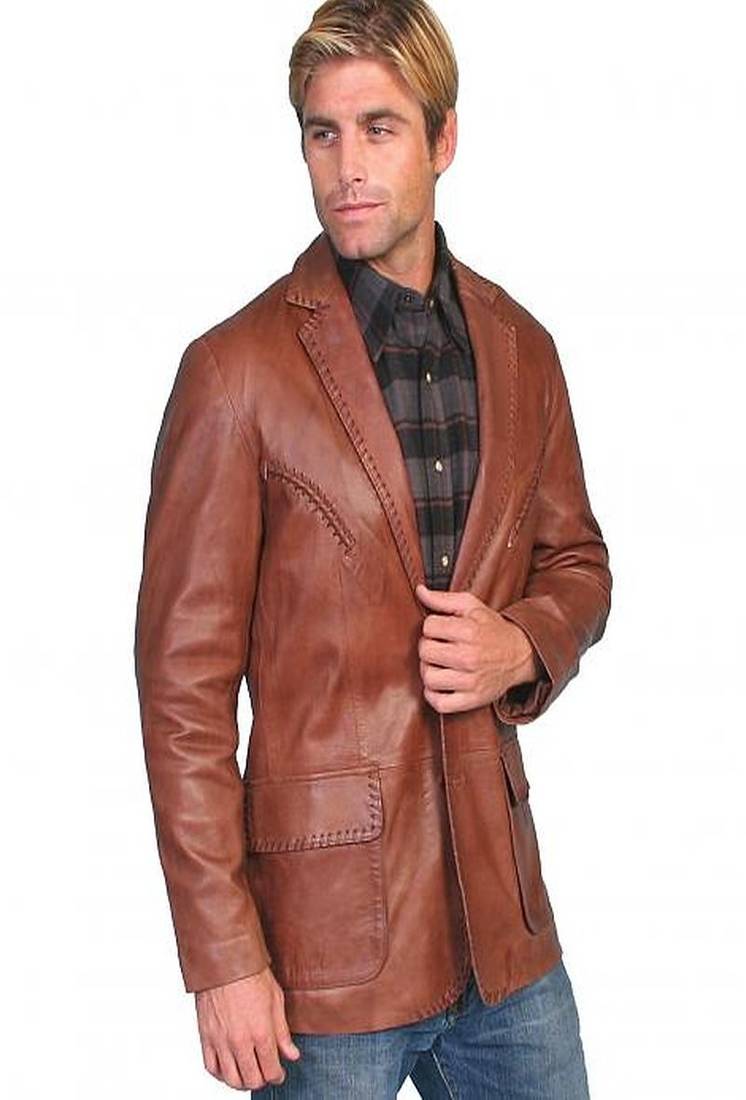 Men's leather blazer coat soft genuine lambskin real leather jacket coat brown cl-m270