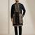 Black doniyar shartin premium designer festive wear kurta pyjama with long jacket set