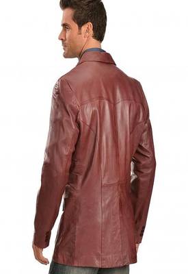 men's brown lambskin leather blazer jacket classic zip up style modern 2