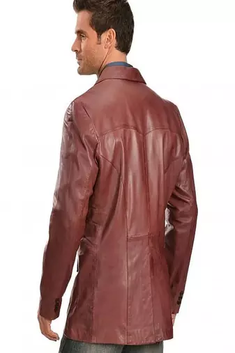 men's brown lambskin leather blazer jacket classic zip up style modern