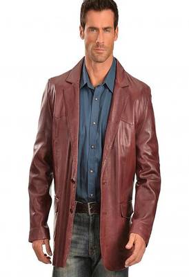 men's brown lambskin leather blazer jacket classic zip up style modern 1