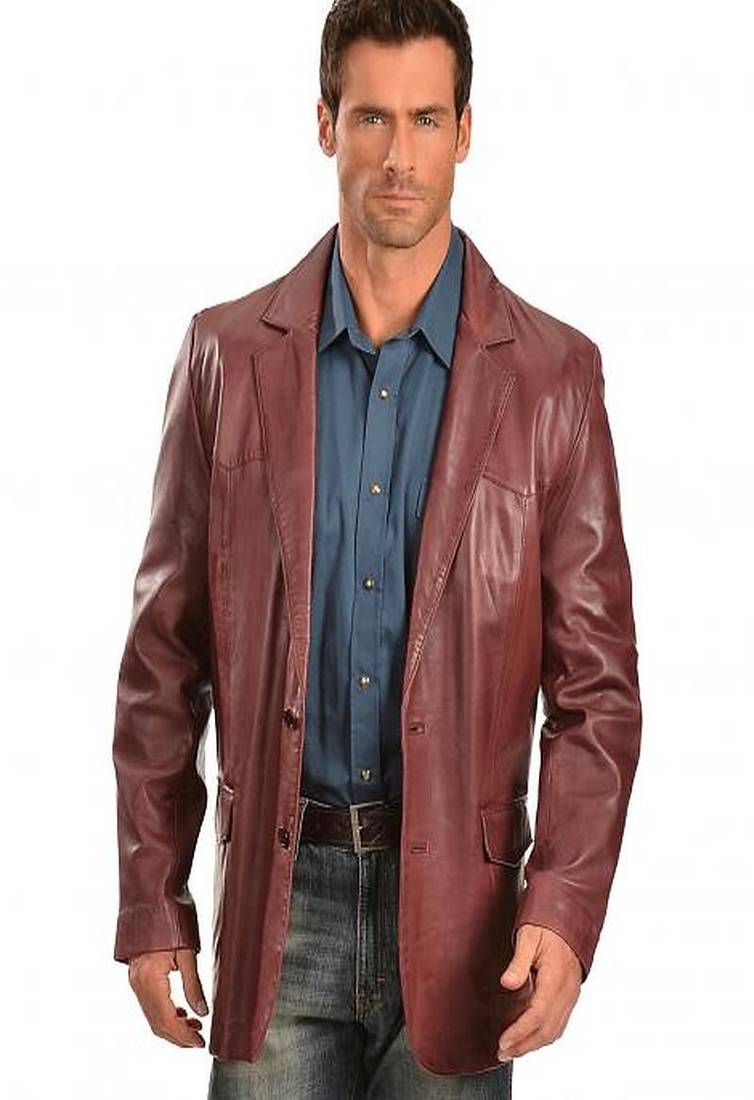 Men's leather blazer coat soft genuine lambskin real leather jacket coat brown cl-m271