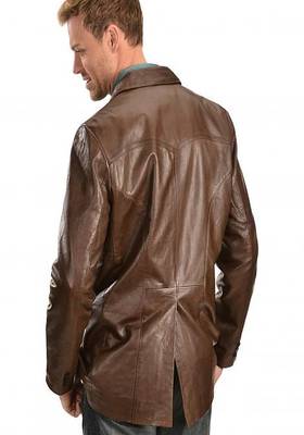 men's brown lambskin leather blazer jacket classic zip up style stylish 2
