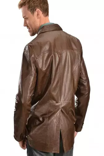 men's brown lambskin leather blazer jacket classic zip up style stylish