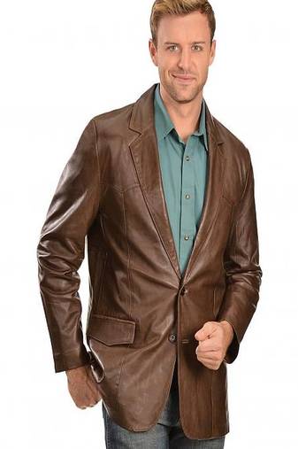 Men's leather blazer coat soft genuine lambskin real leather jacket coat brown cl-m272