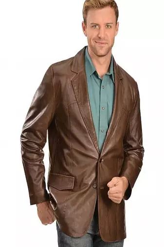 Men's leather blazer coat soft genuine lambskin real leather jacket coat brown cl-m272