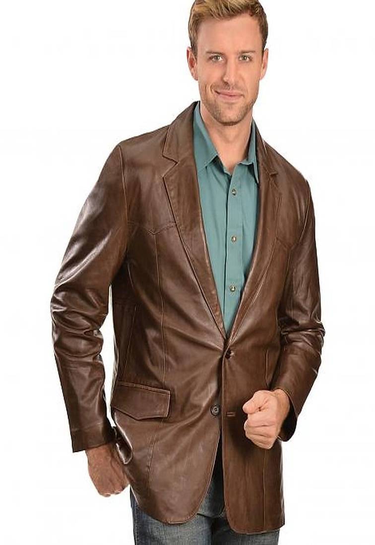 Men's leather blazer coat soft genuine lambskin real leather jacket coat brown cl-m272