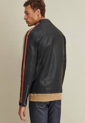 men's genuine lambskin leather biker jacket classic zip up style pro 2