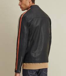 Men's genuine lambskin leather jacket leather moto men's slim fit leather jacket-cl-m273