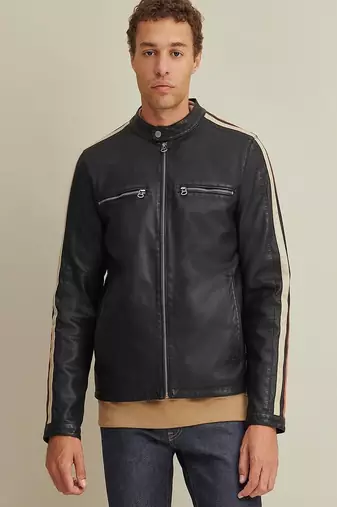men's genuine lambskin leather biker jacket classic zip up style pro