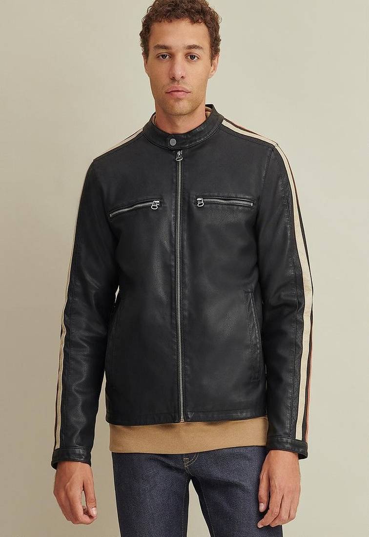 Men's genuine lambskin leather jacket leather moto men's slim fit leather jacket-cl-m273