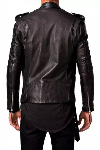 men's genuine lambskin leather biker jacket classic zip up style ultimate