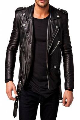 men's genuine lambskin leather biker jacket classic zip up style ultimate 1