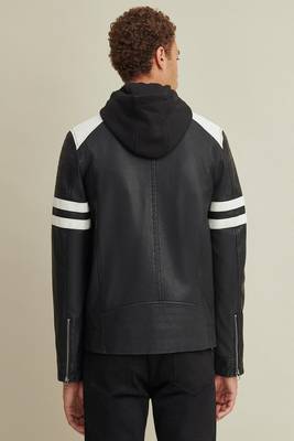 men's genuine lambskin leather biker jacket classic zip up style advanced 2