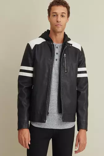 men's genuine lambskin leather biker jacket classic zip up style advanced