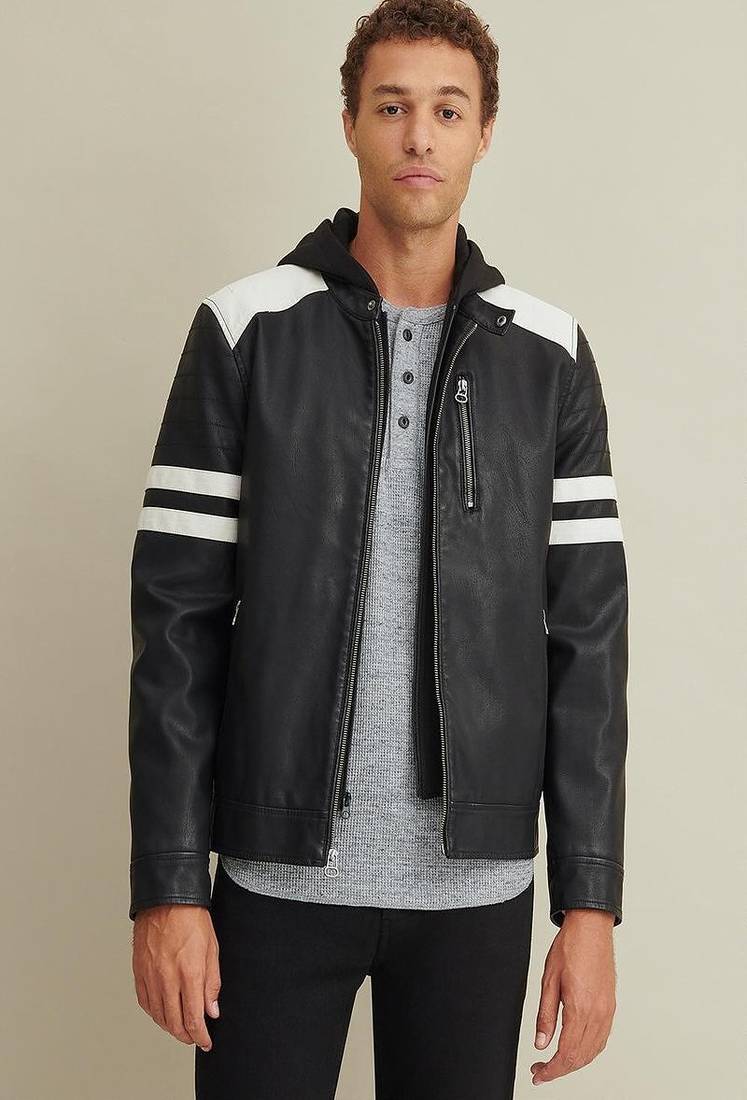 Men's genuine lambskin leather jacket leather moto men's slim fit leather jacket-cl-m275