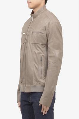 men's genuine lambskin leather biker jacket classic zip up style featured 3