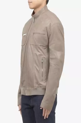 men's genuine lambskin leather biker jacket classic zip up style featured