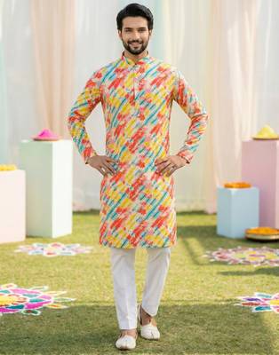Multi cotton digital print premium designer festive wear kurta trouser set 2