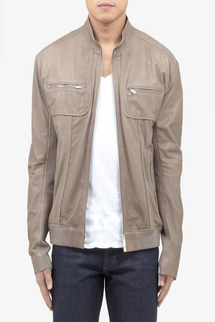 Men's genuine lambskin leather jacket leather moto men's slim fit leather jacket-cl-m276