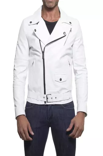 men's genuine lambskin leather biker jacket classic zip up style premium premium