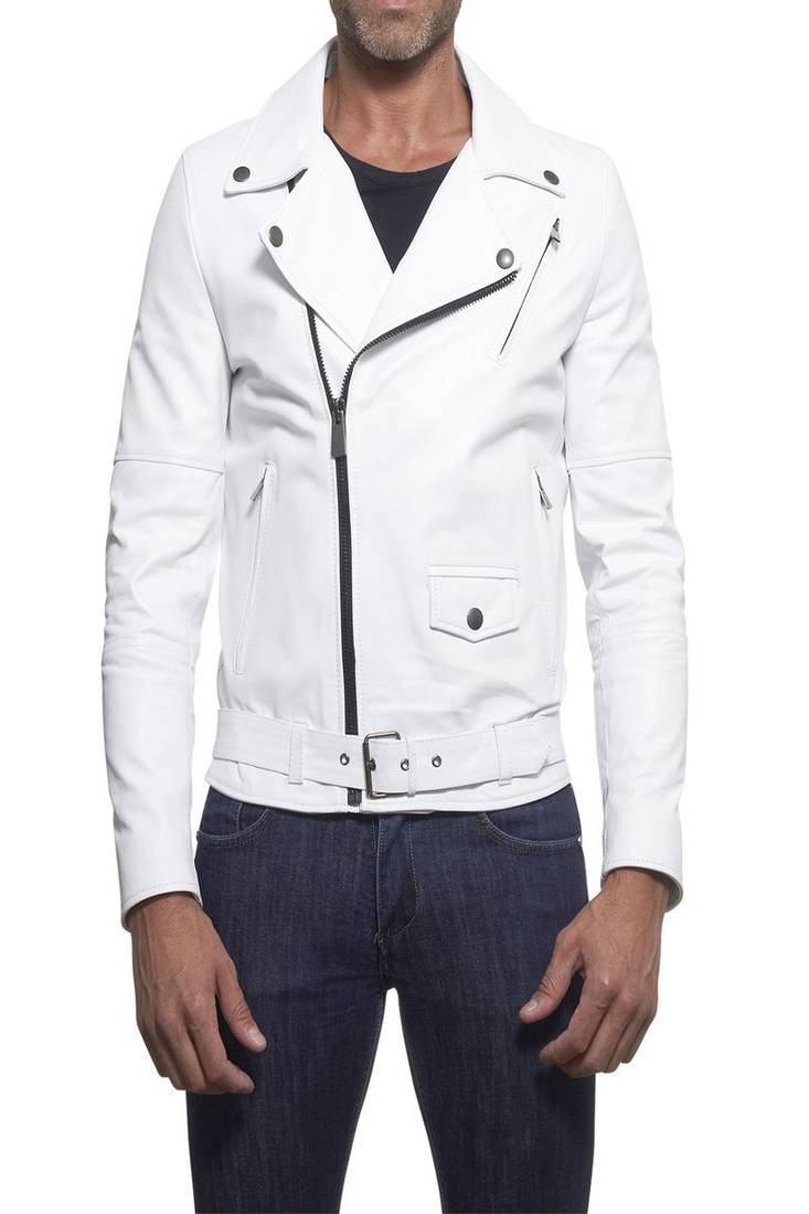 Men's genuine lambskin leather jacket leather moto men's slim fit leather jacket-cl-m277