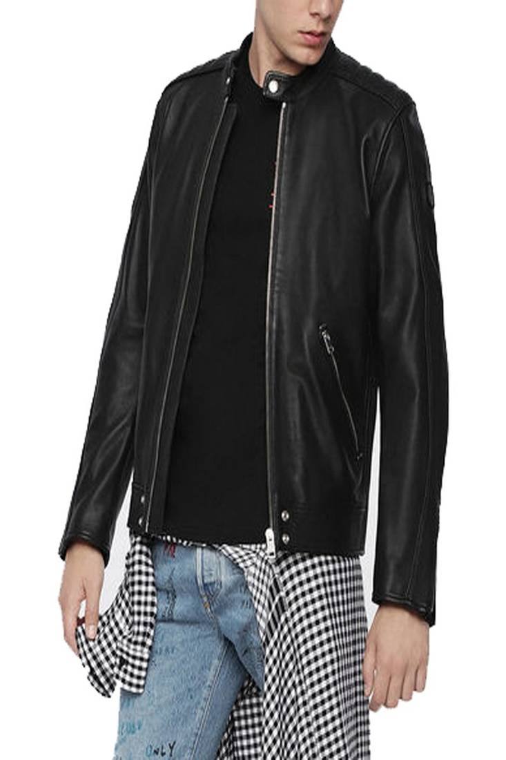 Men's genuine lambskin leather jacket leather moto men's slim fit leather jacket-cl-m279