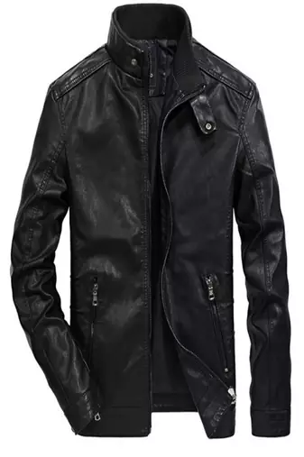 men's genuine lambskin leather biker jacket classic zip up style premium modern