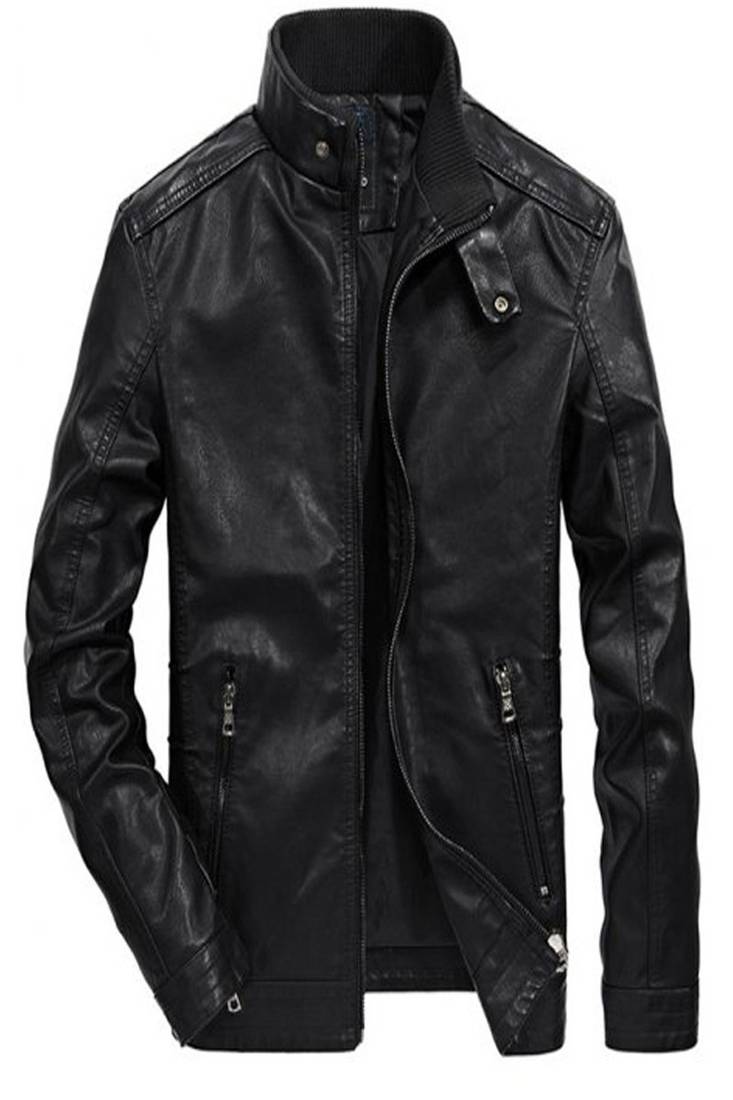 Men's genuine lambskin leather jacket leather moto men's slim fit leather jacket-cl-m279
