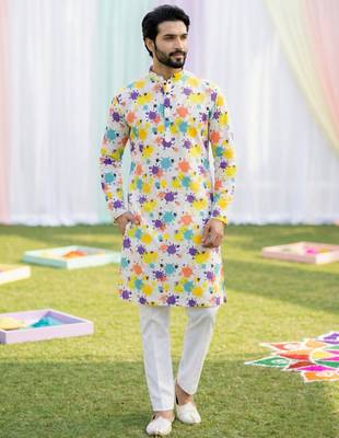 Multi cotton digital print premium designer festive wear kurta trouser set 2