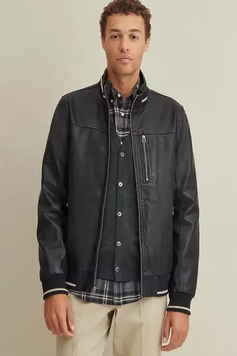 men's genuine lambskin leather biker jacket classic zip up style premium authentic