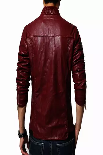 men's genuine lambskin leather biker jacket classic zip up style premium genuine