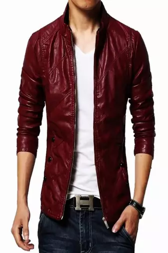 men's genuine lambskin leather biker jacket classic zip up style premium genuine