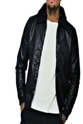 men's genuine lambskin leather jacket luxe fur collar trim premium 3
