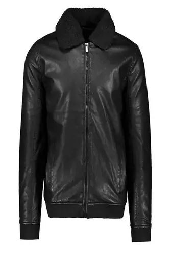 men's genuine lambskin leather jacket luxe fur collar trim premium