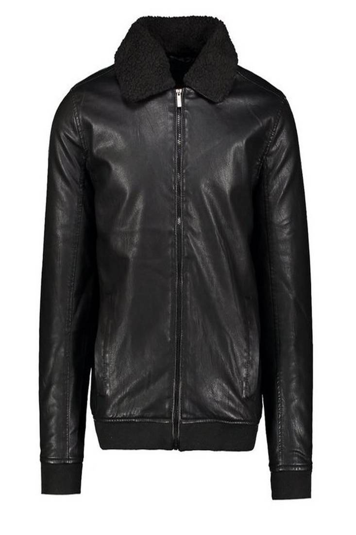 Men's genuine lambskin leather jacket fur collar men's leather jacket-cl-m283
