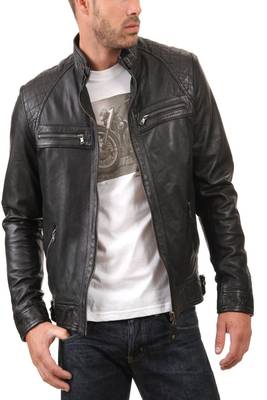 men's genuine lambskin leather biker jacket classic moto zip style authentic unique 1