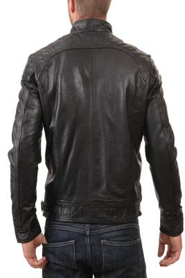 men's genuine lambskin leather biker jacket classic moto zip style authentic unique 2