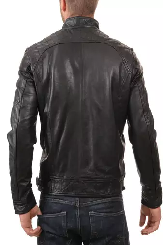 men's genuine lambskin leather biker jacket classic moto zip style authentic unique