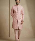 Light pink donier jacquard premium designer festive wear indo western set