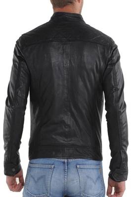 men's genuine lambskin leather biker jacket classic moto zip style authentic special 2