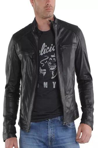 men's genuine lambskin leather biker jacket classic moto zip style authentic special