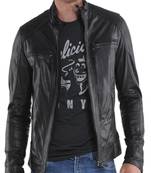 Men's genuine lambskin leather jacket biker style men's leather jacket-cl-m286
