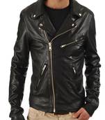 Men's genuine lambskin leather jacket biker style men's leather jacket-cl-m289