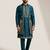 Teal doniyar shartin premium designer festive wear kurta pyjama with long jacket set