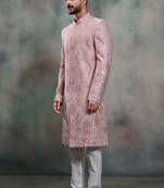 Pink silk premium designer festive wear indo western set
